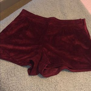 Maroon Suede Shorts